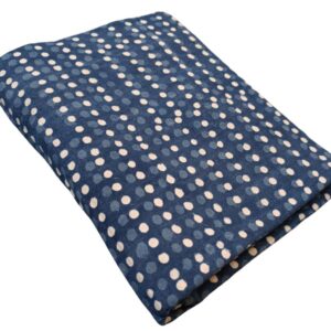 Navy Blue & Cream Dotted Hand Block Print Cotton Fabric