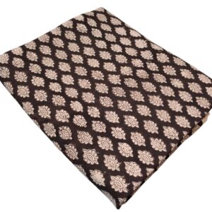Dark Brown & Cream Floral Hand Block Print Cotton Fabric