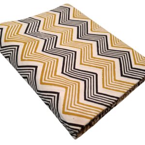 Black & Mustard Chevron Hand Block Print Cotton Fabric
